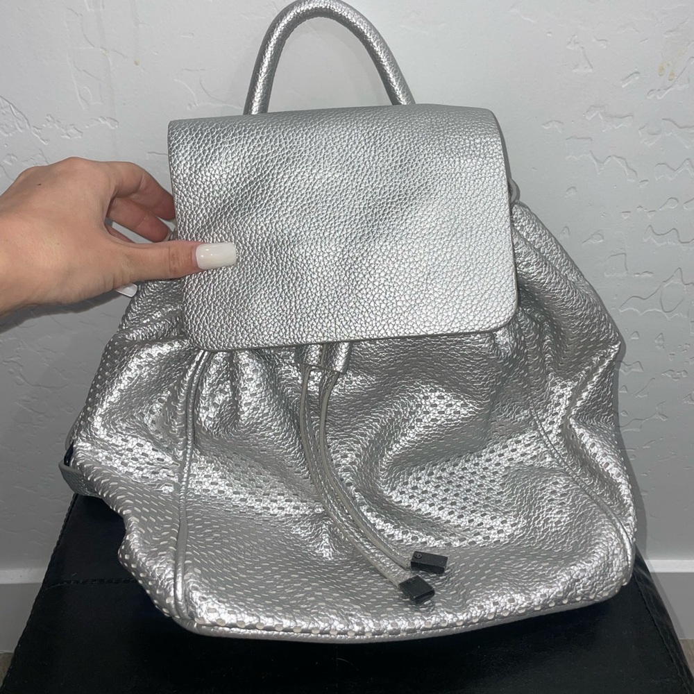 Steve Madden slouchy silver backpack